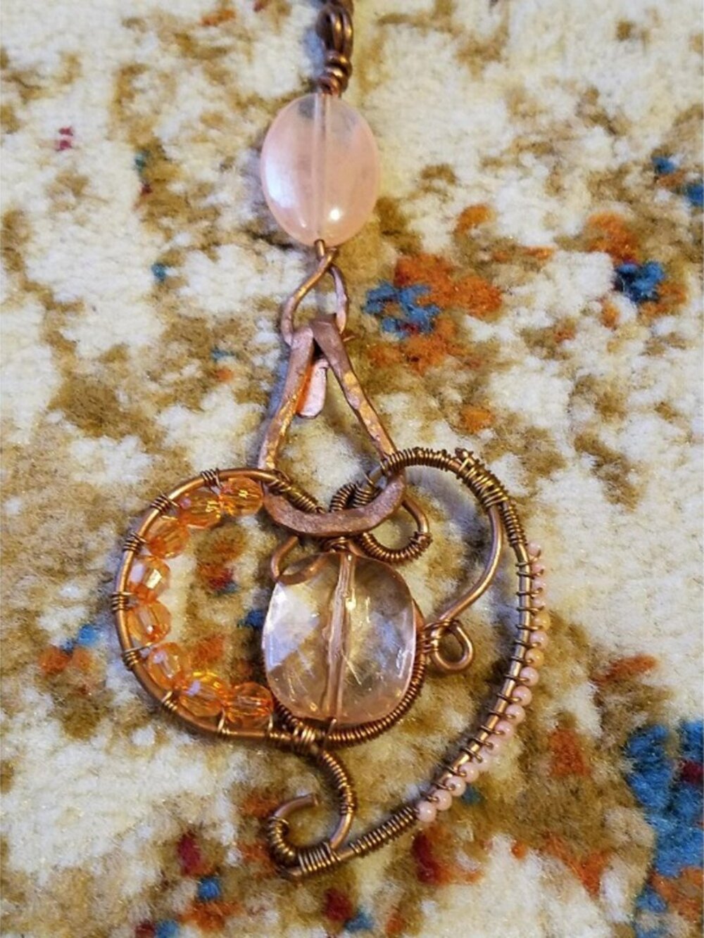 Handmade w Love Copper Heart shaped pendant necklace